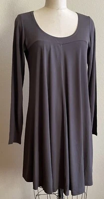 NEW EILEEN FISHER Stretch Silk Jersey Trapeze Tunic Top Peat Brown Sz Small NWT - Image 1 of 4