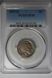 1917-D  .05 PCGS   VF35   Buffalo Nickel, Indian Nickel, 5 Cent Piece