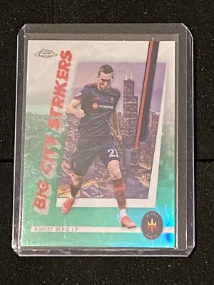 Robert Beric 2021 Topps Chrome MLS Big City Strikers Green Refractor #d /75 Fire - Image 1 of 2