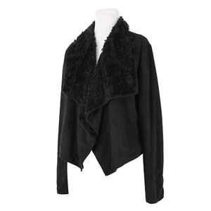 Piko 1988 Sz L Black Faux Fur Inside Polyester Spandex Wrap Sweater - Picture 1 of 18