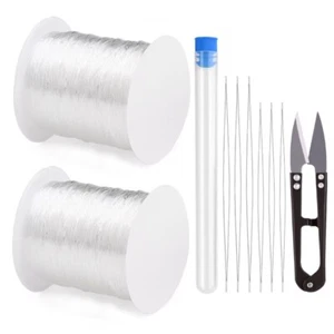 10PCS Beading Needles Kit White Clear Elastic Thread White Crystal String Craft - Picture 1 of 13