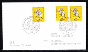 Germany 1969 FDC cover Mi 610 Sc B454 Christmas Toy Three stamps - Picture 1 of 1