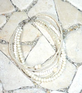 ★ DIY ★ 6reihiges Armband ★ mit Verschluß ★ BEIGE ★ 20cm ★ - Bild 1 von 2