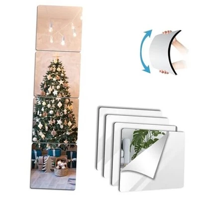 Unbreakable Wall Mirror Full Length,Over the Door 4 Pack 10"x10"（with tape) - Image 1 of 4