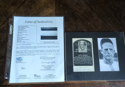 Fred Clarke HOF Signed/Auto Cut on HOF Plaque Postcard Pirates JSA/DNA Letter - Image 1 of 4