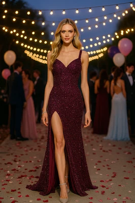 Vestido Dave Johnny Terciopelo Cuentas Púrpura Talla 00 Baile de graduación Gala Alfombra Roja $670 Sirena Foto 1 de 4