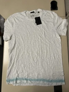 ATM Cotton Pique Knit Tipped Short Sleeve White Aqua T Shirt Mens M NWT $85 - Picture 1 of 3