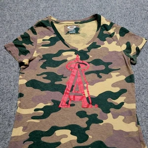 Oakley Los Angeles Angels Shirt Womens Small Army Camo Short Sleeve Military MLB - Picture 1 of 11