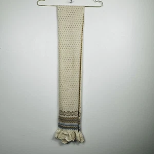 Lauren Ralph Lauren Lammwolle Kaninchenhaar Rüschen Strick Schal Fair Isle weiß - Bild 1 von 9