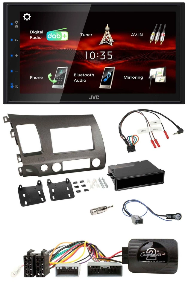 JVC USB Bluetooth Lenkrad DAB 2DIN Autoradio für Honda Civic 06-10 Hybrid anthra - Bild 1 von 4