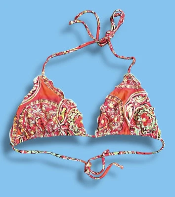 Luli Fama Size Large BIKINI TOP PROVOCAS de FUEGO Floral Red Paisley - Image 1 of 4