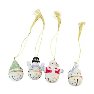 VINTAGE Lenox 4 festliche Weihnachtsglocken Ornamente gold weiß Feiertage Porzellan - Bild 1 von 8