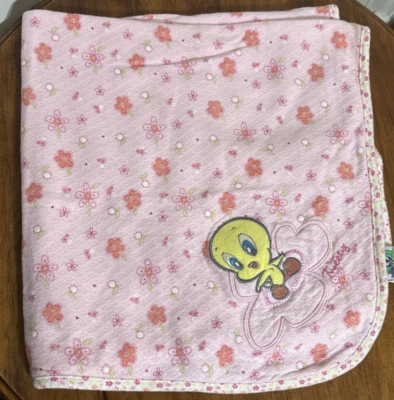 Manta de recepción de algodón con flores rosa piolín Baby Looney Tunes Foto 1 de 3