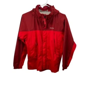 Marmot Boys Windbreaker Jacket Red Youth Large Nylon Lined Full Zip Snaps - Picture 1 of 12