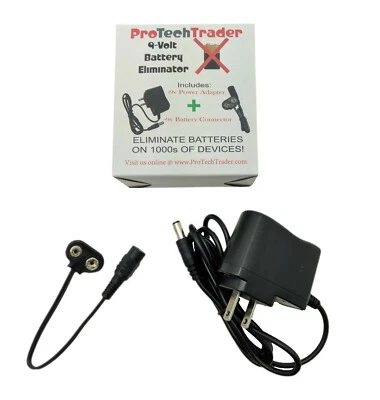 9v Battery Eliminator Kit Replace Your 9-Volt Batteries AC DC Adapter Converter - Image 1 of 4