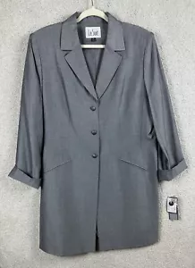 Le Suit Long Coat Womens 18 Gray Long Sleeve NWT Business Career Woman - Picture 1 of 15