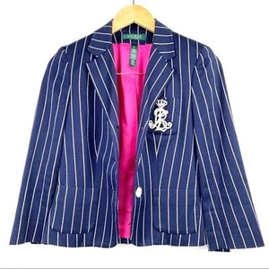 LAUREN Navy and White Striped Blazer Jacket 4P - Picture 1 of 7