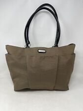 Baggallini Purse Shoulder Bag Tan Zippers Carry On 2 Leather Straps