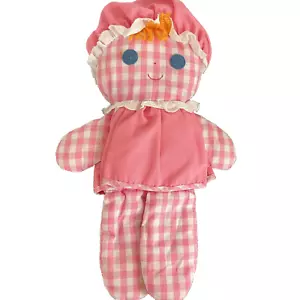 Fisher Price Lolly Dolly Doll 420 Pink Check Gingham Rattle 1975 12" Made Korea - Picture 1 of 11