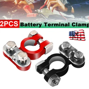 2PCS Positive & Negative Pole Car Terminal End Battery Clamp Clip Connector US - Picture 1 of 18