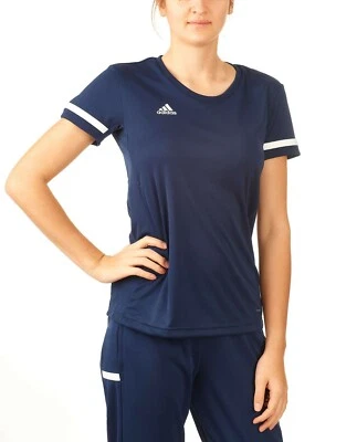 adidas T19 Sports T-Shirt Womens Short Sleeve Navy Blue Team Football Hockey Top - Image 1 of 2