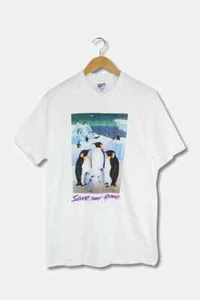 Camiseta vintage 85 para hombre XXL Penguin "Save Our Home" puntada única Hanes Beefy - Imagen 1 de 14