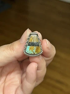 Nummer 8 Türkis und Schwarz Hornstein Inlay Silber Anhänger - Bild 1 von 6