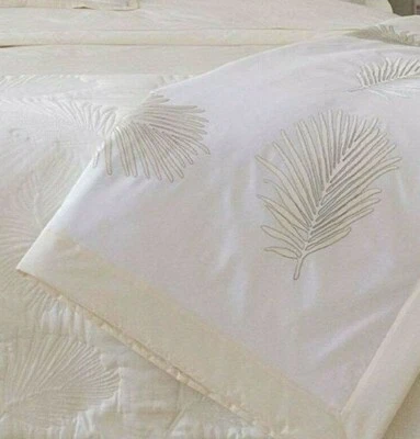 $850 New Yves Delorme Palmbay Silk Counterpane Throw Blanket Ecru Cream Ivory - Image 1 of 4