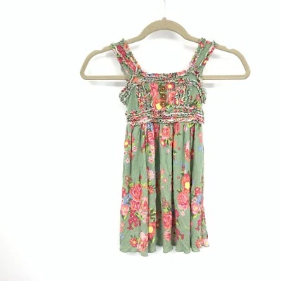 Matilda Jane Kids Size 4 Toddler XS Dress Tank Pink Green Floral Ruffle Stretch - Image 1 of 4