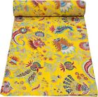 Coverlet Queen Kantha Throw Floral Print Kantha Bedspread Reversible Quilt Boho