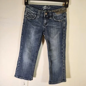Miss Me Girls Denim Capris Jeans Size 12 Embroidered Back Pockets - Picture 1 of 8