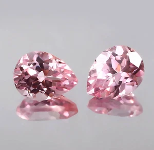 AAA Impecable Ceilán Padparadscha Zafiro Pera Suelta Par Piedras Preciosas Corte 6x8 MM - Imagen 1 de 4