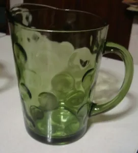 Vintage 1968 Eldorado grüne Haselnuss Atlas 56 Unzen Avocado Glas Krug Regentropfen Punkt - Bild 1 von 6