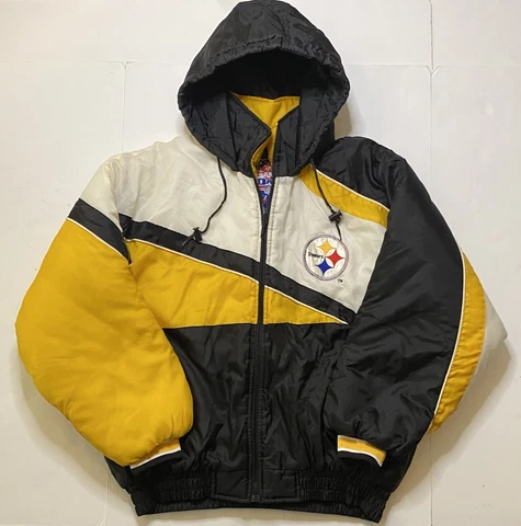 Vintage Pittsburgh Steelers NFL Puffer Coat Jacket Size L Stitched 90’s Cover