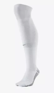 NIKE Grip NikeGrip Strike White Grey Knee High Soccer Socks Men Sz 1 Fits 4-5.5 - Picture 1 of 12