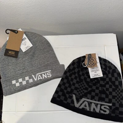2 Vans Kids Knit Trecker Beanie Grey Heather & Black One Size new - Image 1 of 4