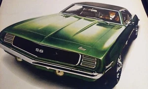 Vintage 1969 Chevrolet CAMERO Super Scoop Green Car Auto Print Ad Sheet 11x13" - Picture 1 of 3