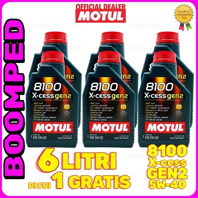 6 Litri Olio Motore Auto Motul 8100 X-CESS XCESS GEN2 5W40 ACEA A3 B4 06MO29 - Immagine 1 di 4