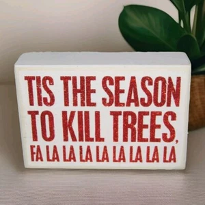 Letrero de caja de madera decoración de Navidad primitivos de Kathy NUEVO - Imagen 1 de 6