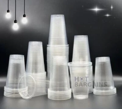 7oz Clear Plastic Cups Reusable Plastic Cups Disposable for Water Coolers UK - Image 1 of 4