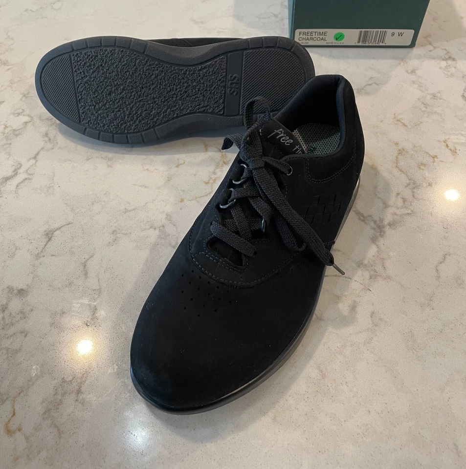 SAS Women's Shoes Time Charcoal Black 10 WW Double Wide