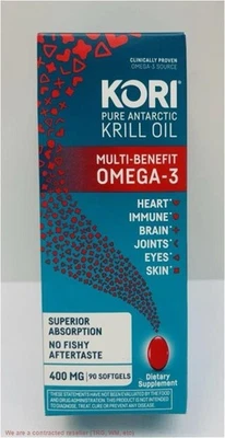 Kori Krill Oil Superior Omega-3 400mg Mini Softgels 90ct EXP 05/27+ - Image 1 of 2