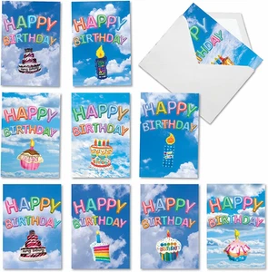 Nobleworks, Inflated Messages - 10 Birthday Cards Boxed - Bulk Set, Ac5651Bdb... - Picture 1 of 12