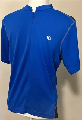 Camisa masculina de ciclismo Pearl Izumi tamanho médio 1/2 bolsos com zíper azul profundo e cinza - Imagem 1 de 4