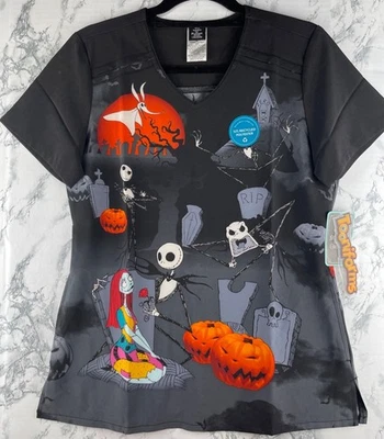 Disney Tooniforms Size Small The Nightmare Before Christmas Modern Classic Scrub - Image 1 of 4