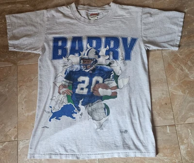 Vintage Detoit Lions NFL Barry Sanders 90's Nutmeg USA made T shirt 2 Sided - Image 1 of 4