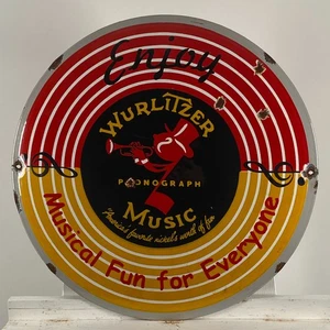 Wurlitzer Enamel Sign - Ø 50cm (19.7") - Rare Nice Music Pub Big Wall Decoration - Picture 1 of 16