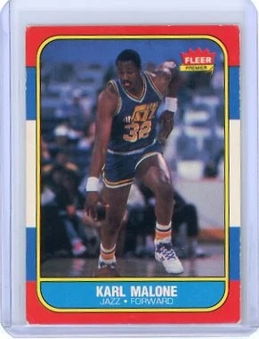 Karl Malone - 1986 Fleer Baloncesto #68 Utah Jazz Foto 1 de 2