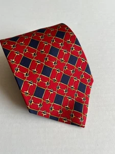 Paolo Gucci Men's Silk Neck Tie Red Horsebit 57L 3.75W Made in Italy - Picture 1 of 4