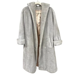 O'llepro Vintage grau fabelhafter 50er Kunstfell Mantel Taschen Satin Ballerina Futter - Bild 1 von 8